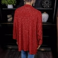 thumbnail image 4 of RYRJJ Sequin Cardigans for Women 3/4 Sleeve Open Front Outerwear Coat Casual Loose Sparkly Glitter Club Party Jackets(Red,XL), 4 of 6