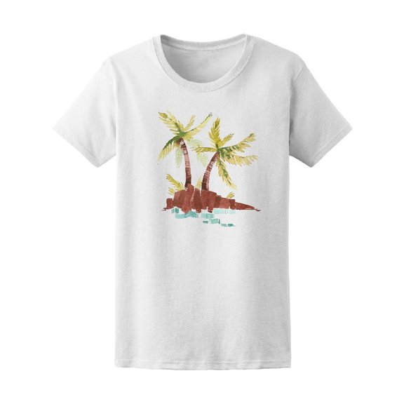 Vintage Watercolor Summer Palm Tee Women's -Image by Shutterstock