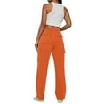 thumbnail image 5 of PMVFHDE Women's Casual Utility Pants High Waist with Pockets Structured Jogger Streetwear Trousers Orange,L, 5 of 6