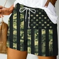thumbnail image 2 of XIAfhje Shorts For Women Flag Print Casual Loose Independence Day Shorts Stretch High Waist With Drawstring Short Pants Wide Leg Shorts Vacation Trendy Shorts With Pockets, 2 of 4
