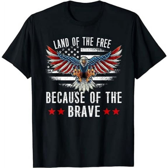 Patriotic American Flag Bald Eagle Land of the Free Unisex Graphic T-Shirt