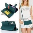 thumbnail image 3 of for Samsung Galaxy S22 Plus Crossbody Case, RFID Blocking for Galaxy S22 Plus Case Wallet with Card Holder, Fashion PU Leather Magnetic Flip Zipper Wrist Strap Lanyard Phone Case, Green, 3 of 11