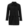 thumbnail image 4 of Herrnalise Women's Double Breasted Pea Coat Winter Mid-Long Trench Coat with Belt Black,XXL, 4 of 5