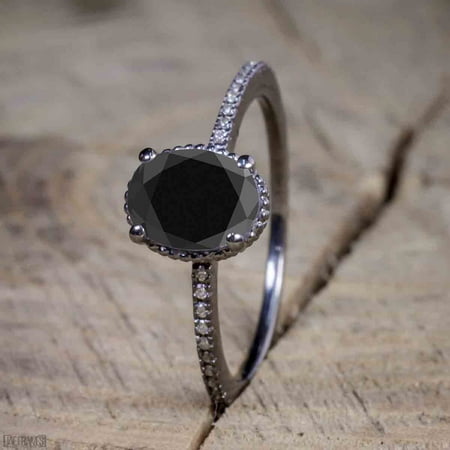 Beautiful 1 Carat Oval cut Moissanite Solitaire Engagement Ring for Women in Black Gold