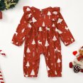 thumbnail image 3 of Pandaie Baby Boys and Girls Christmas Holly Print Long Sleeve Jumpsuit Ruffle Shoulder Bow Winter Newborn Romper Outfit Wine,3-6 Months, 3 of 7