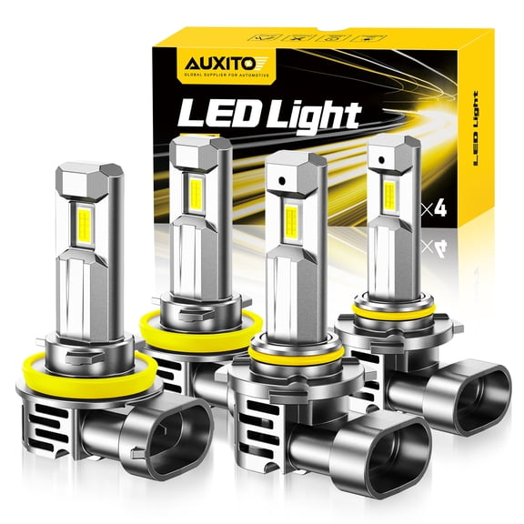 AUXITO 2026 Latest 9005 H11 Led Headlights Bulb,30000LM 900% Brighter,6500K Cool White H8/H9 HB3 Combo Fog Lights with Cooling Fan, Pack of 4