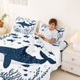thumbnail image 4 of Manfei Minimalist Whale Full Size Sheets for Kids Boys and Girls, Ocean Animal Bed Sheets 4-Piece, 1 Flat Sheet, 1 Fitted Sheet and 2 Pillowcases, 4 of 6