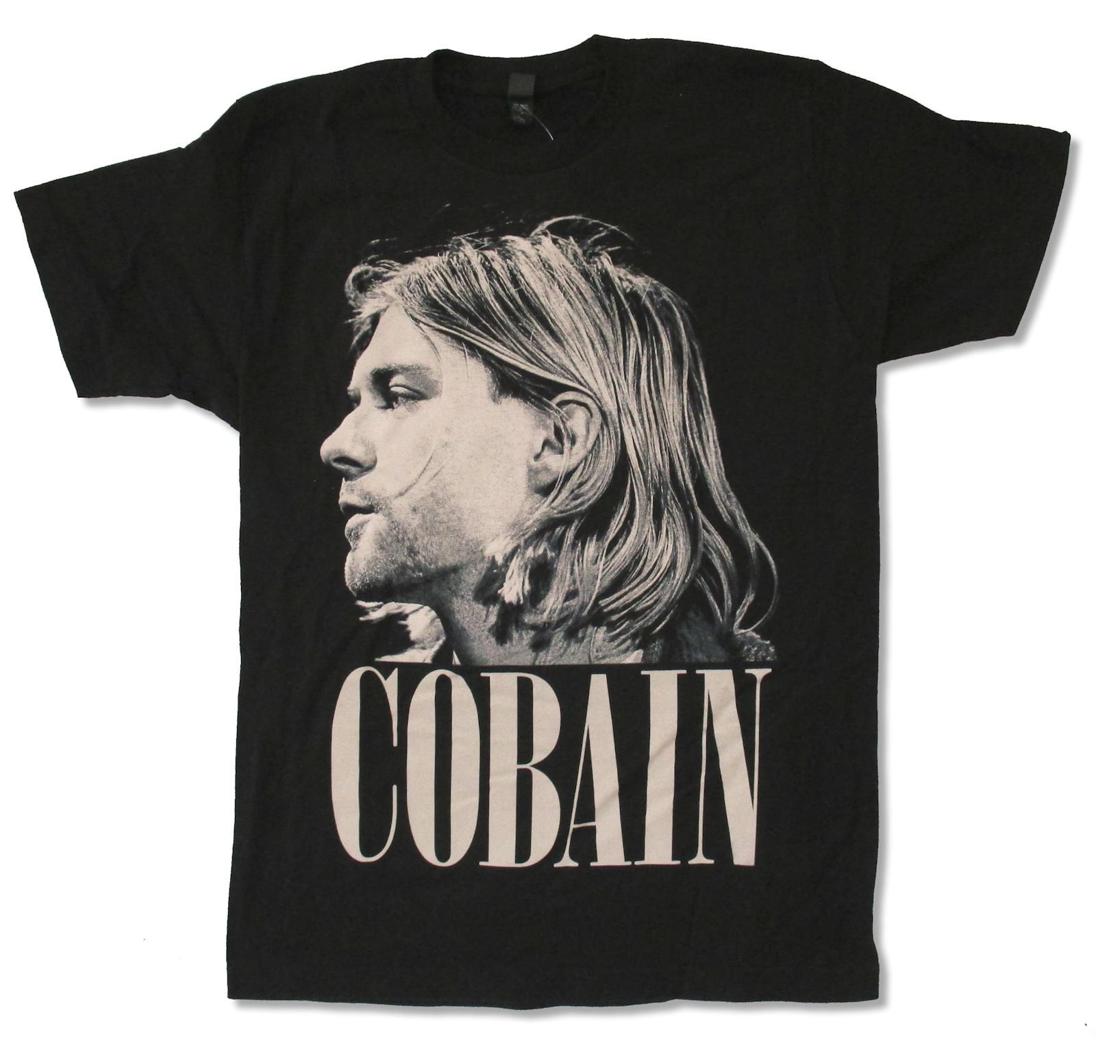 TULTEX - Adult Kurt Cobain Jumbo B&W Profile Black T-Shirt (2X-Large ...