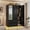 3 Door Black-Concave Convex Style, variant on ANPOO Mid-Century Modern Concave-Convex Bedroom Armoire, 3 Door Freestanding Wardrobe Closet with Mirrors, LED Lights, 70.3" Tall Wooden Storage Cabinet with Drawers & Shelves, White