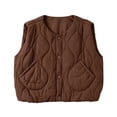 thumbnail image 4 of Besolor Girls Clothes Vests Fall Winter Casual Thermal Warm Sleeveless Button Jackets Waistcoat with Pockets(2-3 Years,Coffee), 4 of 6