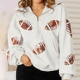 thumbnail image 4 of Yteetum Women's Game Day Football Sweatshirts Oversize Football Sequin Hoodies Half Zip Pullover Hooded Sweatshirt Coat Womens Zipper Rugby Graphic Drawstring Long Sleeve Crewneck Hoodies Sweatshirt, 4 of 6