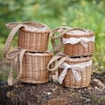thumbnail image 6 of VMWMSSR 1Pc Woven Rattan Wedding Favor Basket, Portable Handheld Gift Basket With Liner For Wedding, Party Candy Storage B-15x15x10cm, 6 of 7