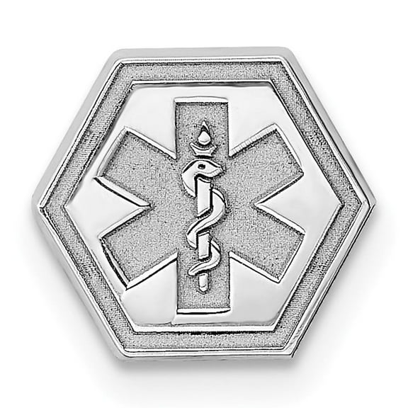 Sterling Silver Medical Alert Pendant with Star of Life and Caduceus Symbol, Unisex Safety ID Charm for Emergency Jewelry, Non Enameled Tag for Bracelets or Necklaces
