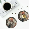 thumbnail image 5 of Gaeub Vintage Floral White Horse Print 6 Pcs Leather Coasters for Drinks ,Drink Coasters Sets,Drink Table Cup Coasters for Living Room Kitchen Coffee Decor,Octagon, 5 of 7