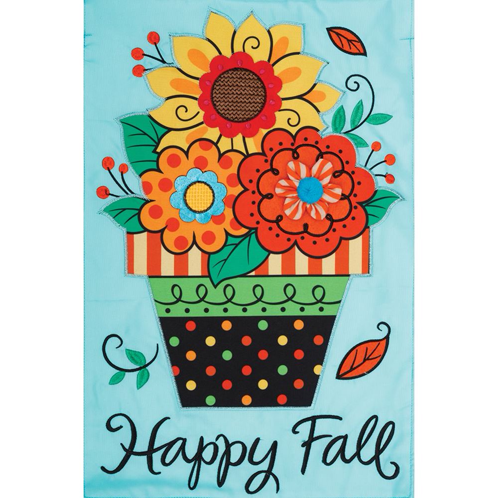 Custom Decor Applique Garden Flag Fall Flowers