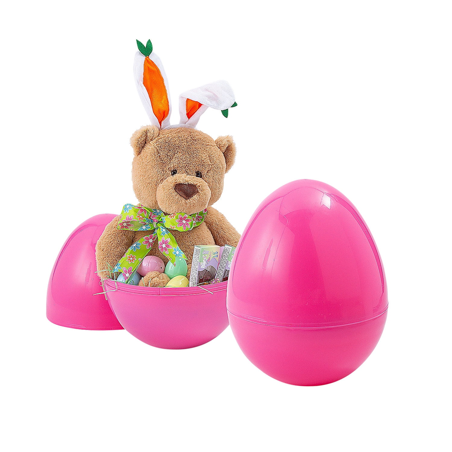 14" Fillable Pink Plastic Easter Eggs - 6 Pieces.