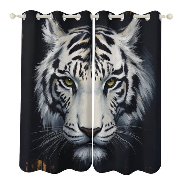 White Tiger Face 2 Panels Curtains for Bedroom Living Room Drapes Kitchen Window Curtain Home Decor