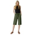 thumbnail image 6 of Bloomae Linen Shorts for Women Plus Size Casual Drawstring Bermuda Shorts Summer Beach Shorts Elastic Hiigh Waisted Loose Lounge Bottoms Army Green XL, 6 of 7