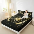 thumbnail image 4 of Manfei Western Tribal Sun Queen Sheet Sets, Mystic Hippie Moon Print Flat Sheet, Boho Stars Galaxy Queen Fitted Sheet, Lightweight Room Decor, 4-Piece, 4 of 7