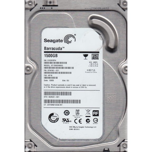 ST1500DM003, S1E, SU, PN 9YN16G-021, FW HP16, Seagate 1.5TB SATA 3.5 Hard Drive