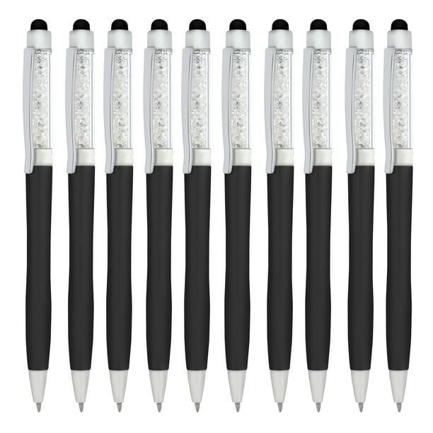 10 Crystalline Ballpoint Pens Pack Twist mechanism, Black Ink Black