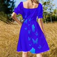 thumbnail image 3 of Vestido de manga corta con diseño azul cielo y mariposas vestidos de manga larga para mujer, 3 of 6
