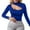 Blue-02, variant on STETMN Mock Neck Tops for Women Crop Long Sleeve Shirt Cutout Asymmetrical Tight Tunic Tee