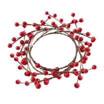 TEHAUX 2Pcs Berry and Pine Wreath Set Red Decorative Wreaths for Festival, Wedding, and Home Decoration