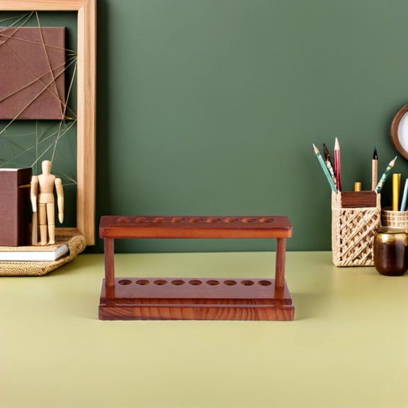 ELAYARD Brown Wooden Desk Organizer with Built-in Phone Stand, Office Storage Organizer for Home and Work Desk Efficiency