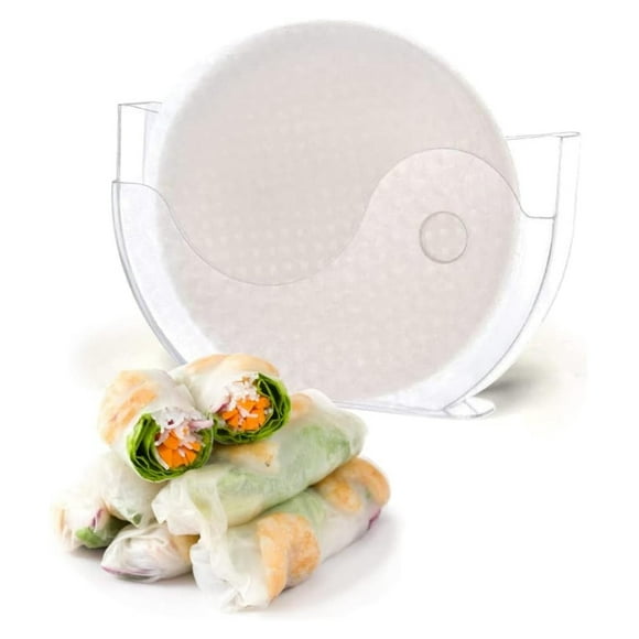 Rice Paper Water Bowl with Side Pocker Holder for Rice Paper Wrappers for Spring Rolls, Summer Rolls. Spring Roll Maker, Banh trang holder (2)