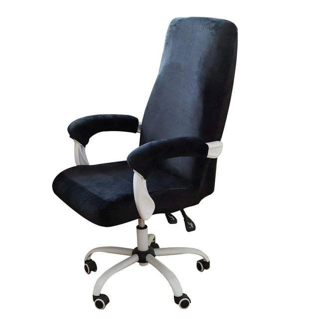 Funda para silla de oficina FORCHEER, tamaño grande, de terciopelo negro con reposabrazos