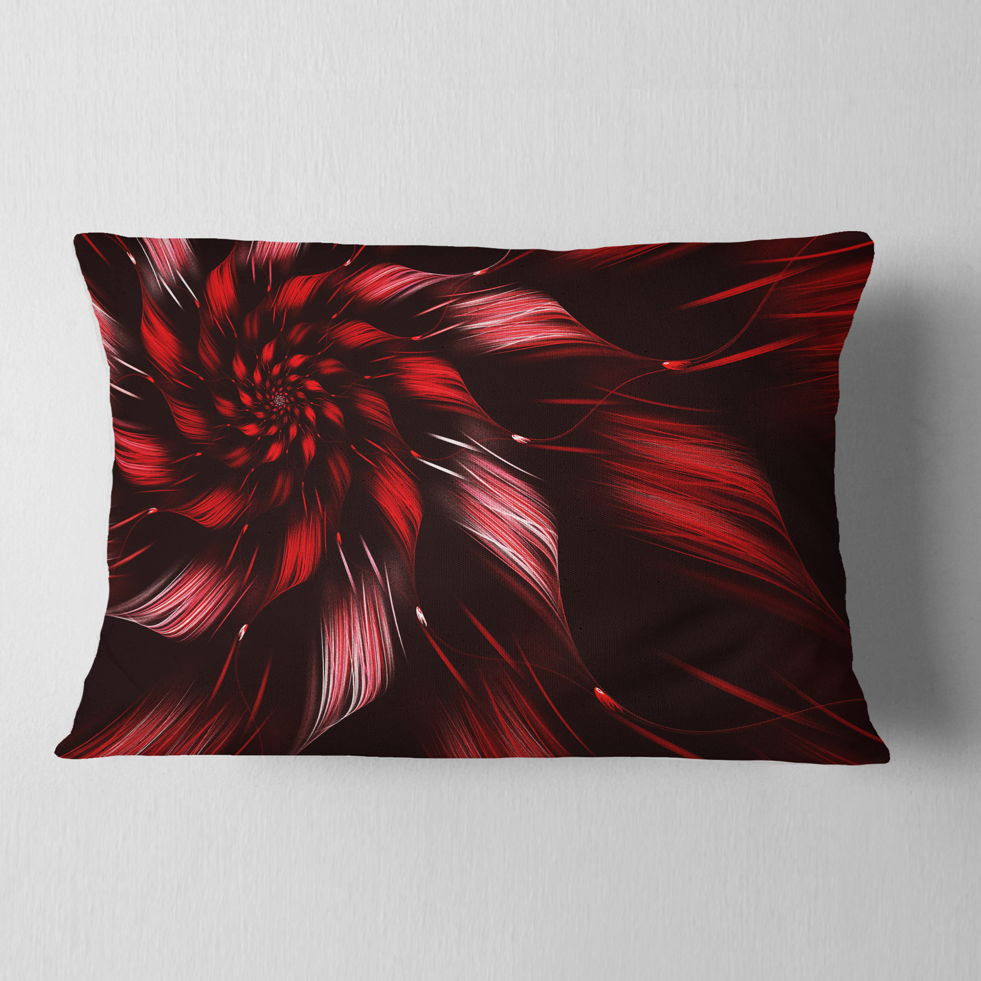 Designart Multicolor Symmetrical Fractal Flower - Floral Throw Pillow - 12x20