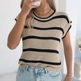 thumbnail image 4 of CHUMUD Womens Sweater Tops Summer Cap Sleeve Top Casual Crew Neck Ribbed Knit Lightweight Striped Pullover Top Loose Fit, 4 of 8