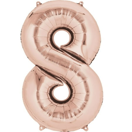 8 Foil Balloon - Giant Rose Gold Number 8 Foil Balloon 34