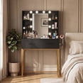 thumbnail image 4 of Treevan Black & Gold Makeup Vanity Desk with Hollywood LED Mirror, Charging Station, 3 Color Dimmable Lights for Bedroom, 4 of 8