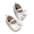 thumbnail image 3 of BYHONG Girls' Formal Sandals - Classic Black Bow Design | Recital/Party Shoes with Non- Sole (Toddler Sizes 4-10, Cushioned Insole) White 5 (US Size), 3 of 7
