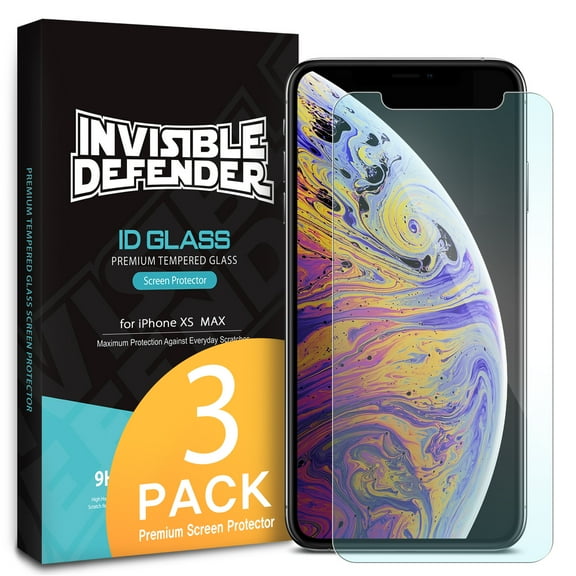 iPhone XS Max Screen Protector, Ringke [Invisible Defender Tempered Glass] [3 Pack] Ultimate Clear Shield HD Quality 9H Hardness Tech
