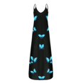 thumbnail image 4 of Women Large Size Summer Sexy V-Neck Butterfly Print Sleeveless Pullover Long Dresses Off Shoulder Beach Holiday Party Wear Robe, 4 of 7