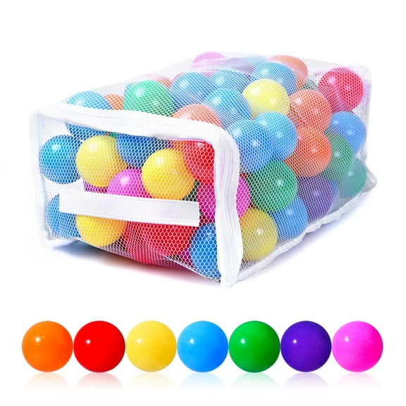PlayMaty Colorful Plastic Ball Pit Balls-Kids Fun Toys 100 Pieces.2.16" Set for Toddlers and Baby