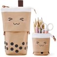 thumbnail image 1 of Lindo estuche telescópico 2 en 1, portalápices retráctil, para estudiantes, oficina, mujeres, niñas y niños, té de burbujas, talla única, bolsa adicional JM MX-0138402FYD, 1 of 4