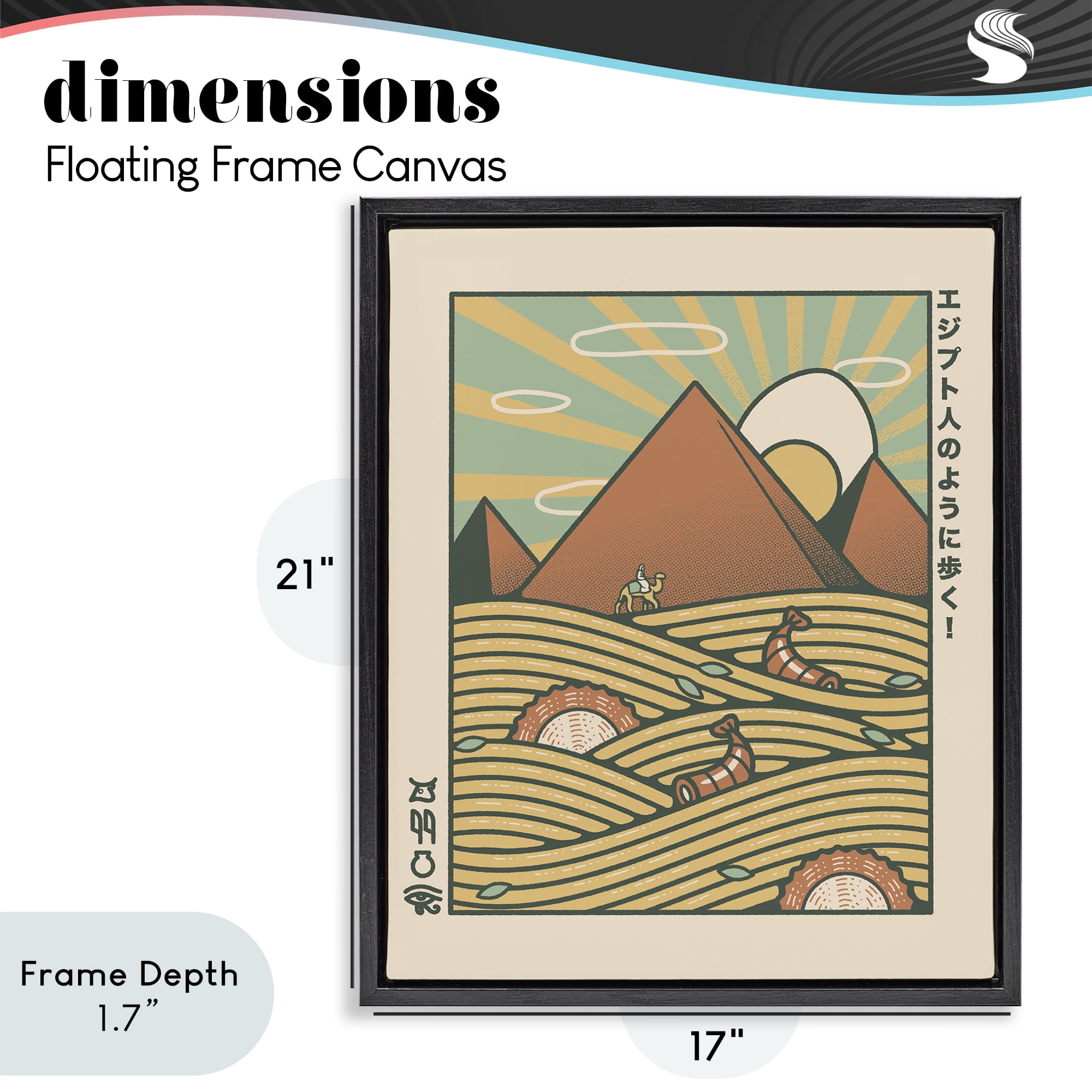 Stupell Industries Egyptian Ramen Pyramids Black Framed Floater Canvas Wall Art, design by Tobe Fonseca