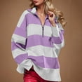 thumbnail image 4 of LOVZFMLL Sweaters for Women, Acrylic V-Neck Ribbed Pullover Striped Color Block Fashion Polo Loose Long Sleeve Tops Warm Fall Winter Clothes, 4 of 8
