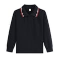 thumbnail image 3 of Garbnen Polo Shirts for Boys Girls Striped Quick Dry Long Sleeve Golf Shirt Teen Back To School Preppy Student Button Down Collared School Uniform Black, 3 of 3