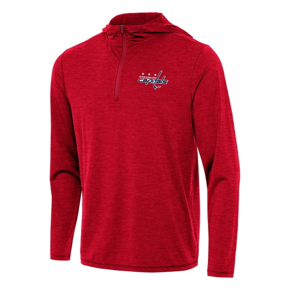 Men's Antigua Heather Red Washington Capitals Tidy Quarter-Zip Hoodie
