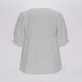 thumbnail image 5 of Button Down Short Sleeve Shirts for Women Round Neck Loose Casual Summer Tops, 5 of 8