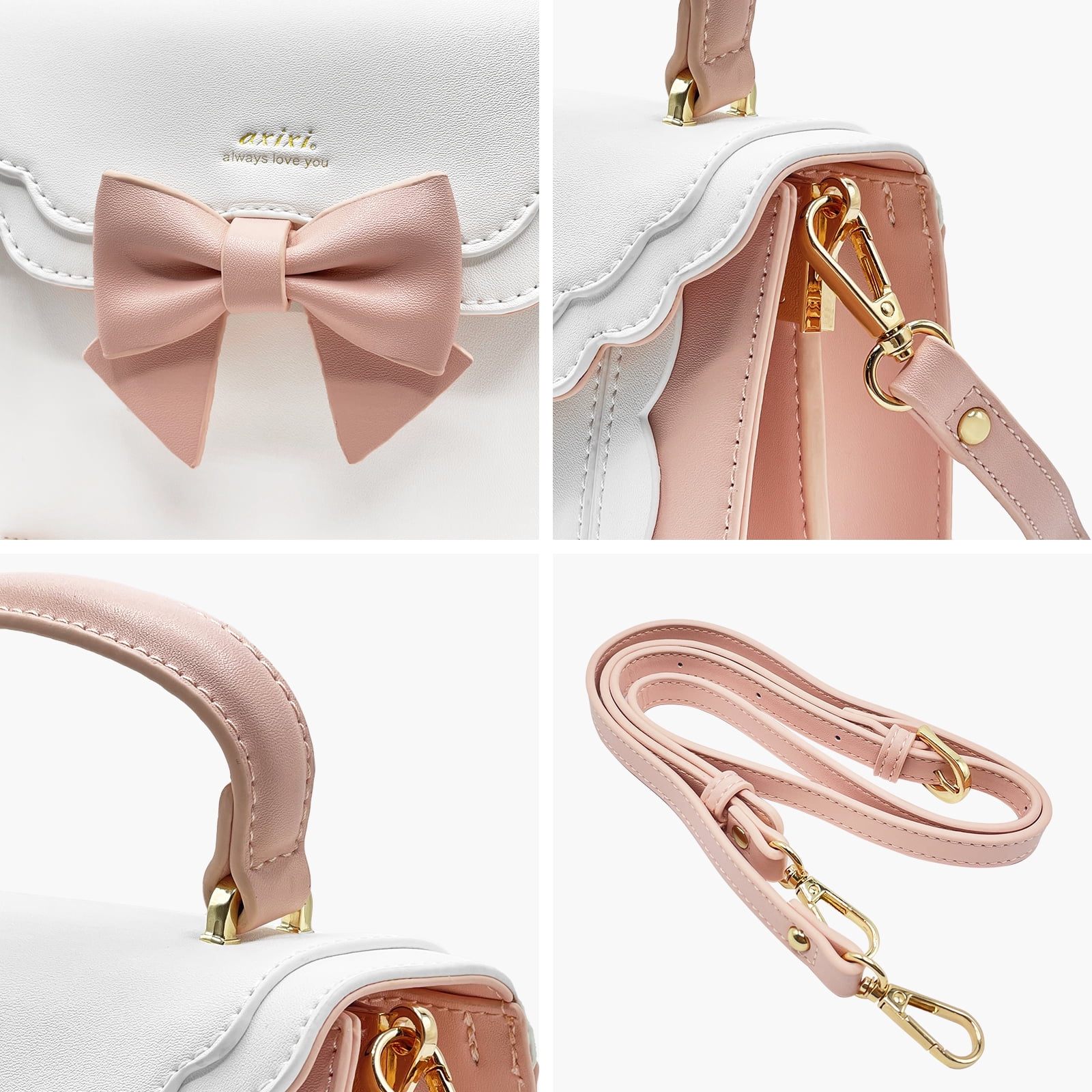 CuteStreet Handbags for Women Crossbody PU Leather Satchel Bags Over the Shoulder Removable Adjustable Bow