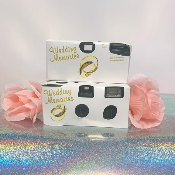 10 Pack-Double Gold Rings Wedding Disposable Cameras, Free Shipping, Wedding Camera, Anniversary Camera, from CustomCameraCollection WM-50406-10pk