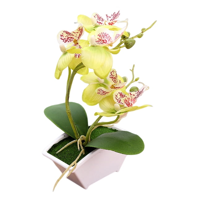 Flor de seda artificial de doble punta phalaenopsis maceta falsa decoración de paisaje planta artificial planta verde en maceta