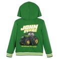 thumbnail image 2 of John Deere Little Boys' Fleece Zip-Up Hoodie Green Cream, 2 of 6