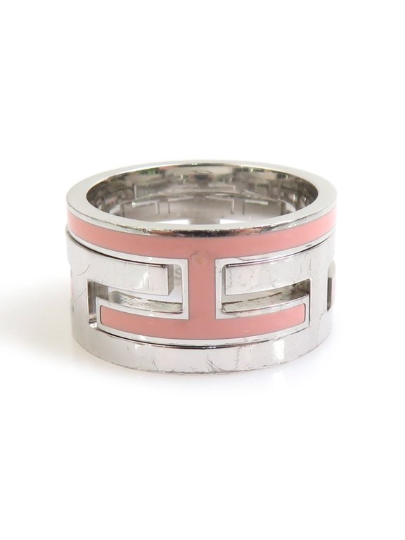 Pre-Owned Hermes HERMES Ring Move H Sterling Silver 925 Enamel Pink Women's Free Shipping...